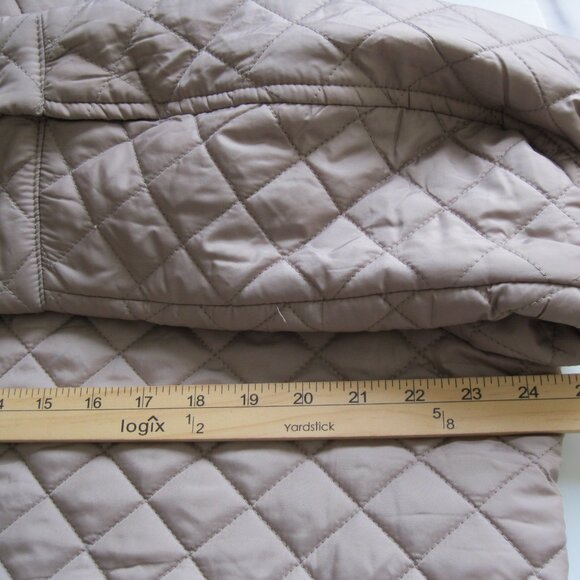 Anne Klein Women's Side Slit Puffer Quilt Jacket Snap Button Tan (Beige) M or XL - Picture 9 of 15